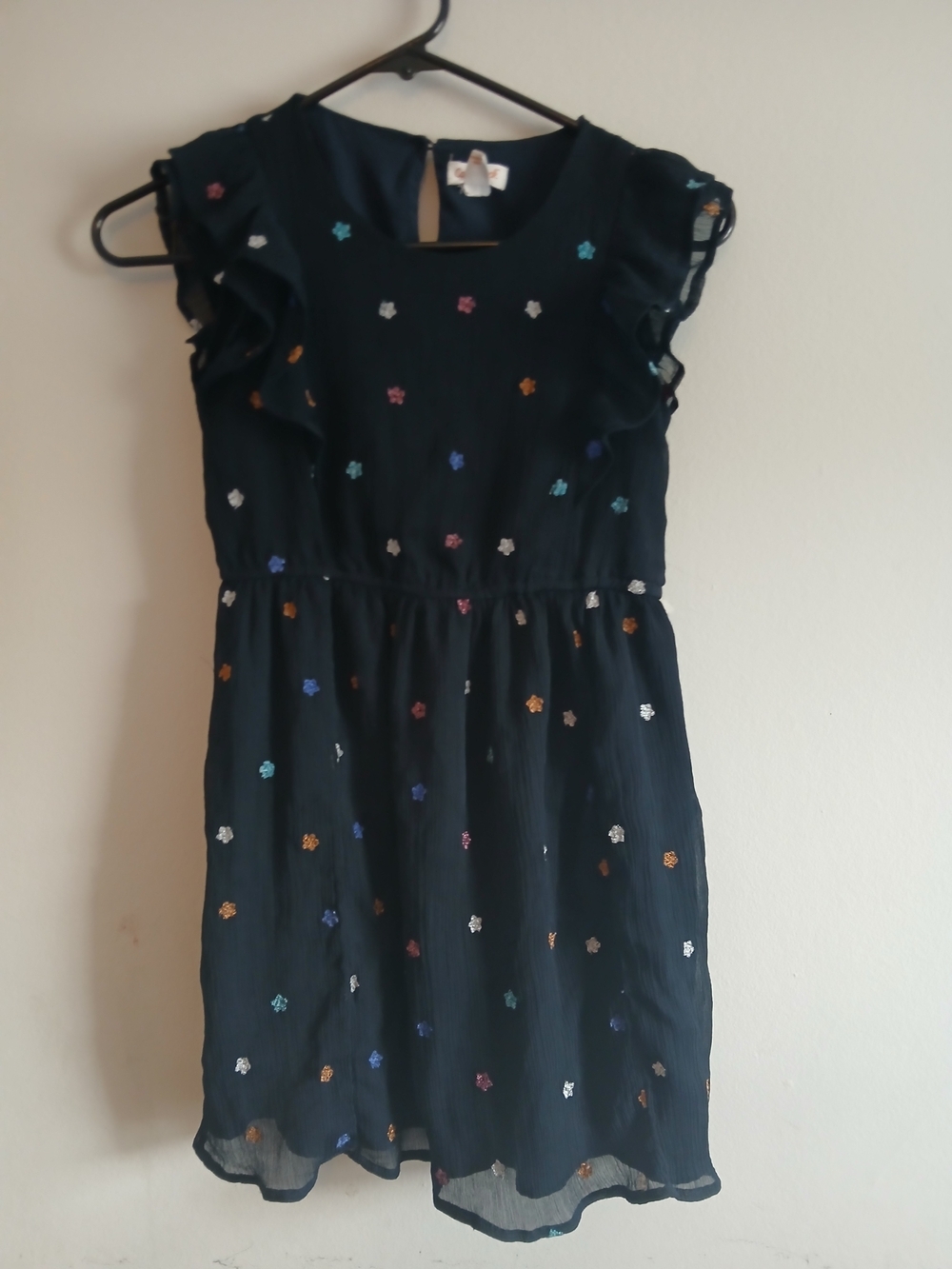 Cat & Jack Navy Dress with Multicolor Floral Dots